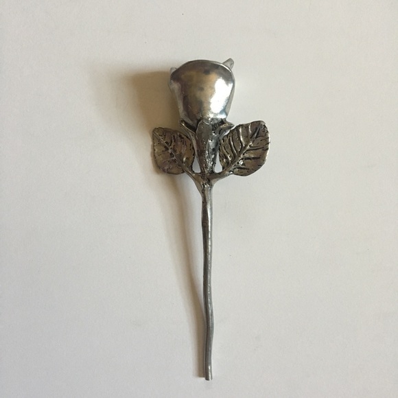 Handmade Pewter Rose - Picture 3 of 5